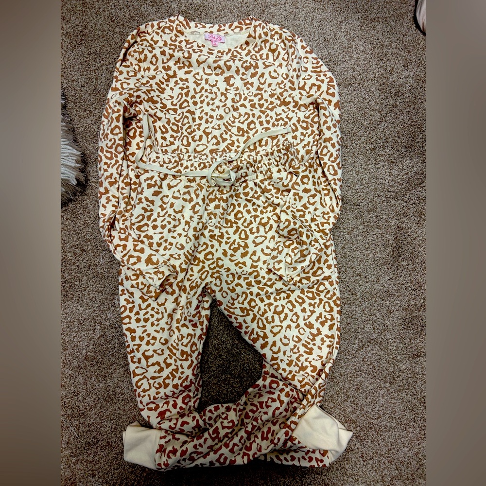 Pink Lily Leopard Lounge Set